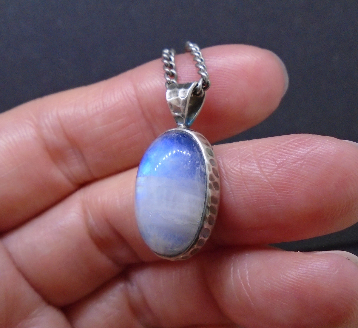 Blue Moonstone Sterling Silver Pendant