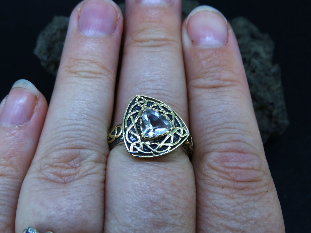 Perthshire Smoky Quartz and Elie Ruby Scottish Gold Ring