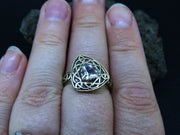 Perthshire Smoky Quartz and Elie Ruby Scottish Gold Ring