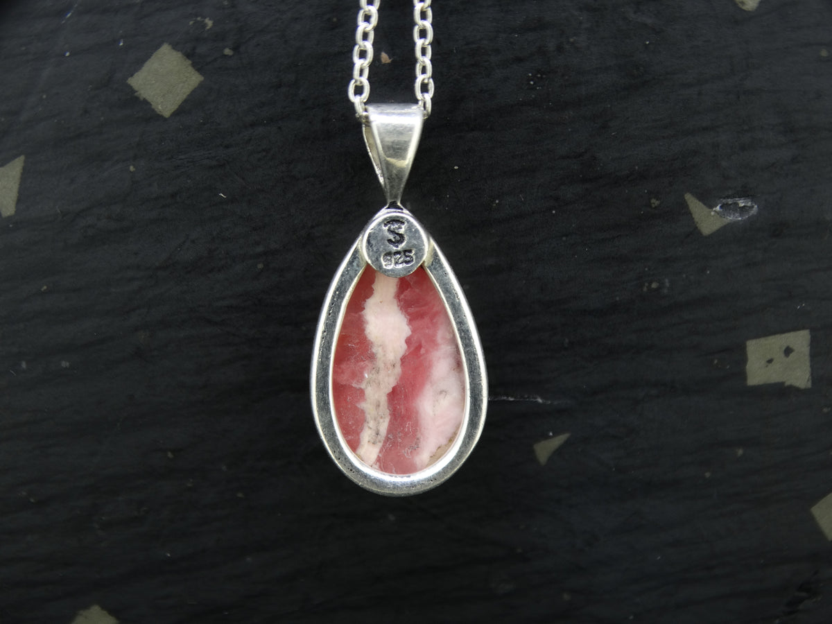Petite Rhodochrosite Sterling Silver Pendant