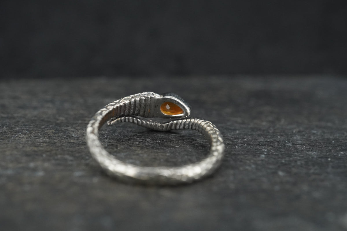 Carnelian Sterling Silver Serpent Ring