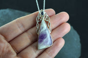 Blue John & Sapphire Sterling Silver Pendant