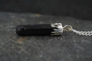 Black Tourmaline Shard Sterling Silver Pendant