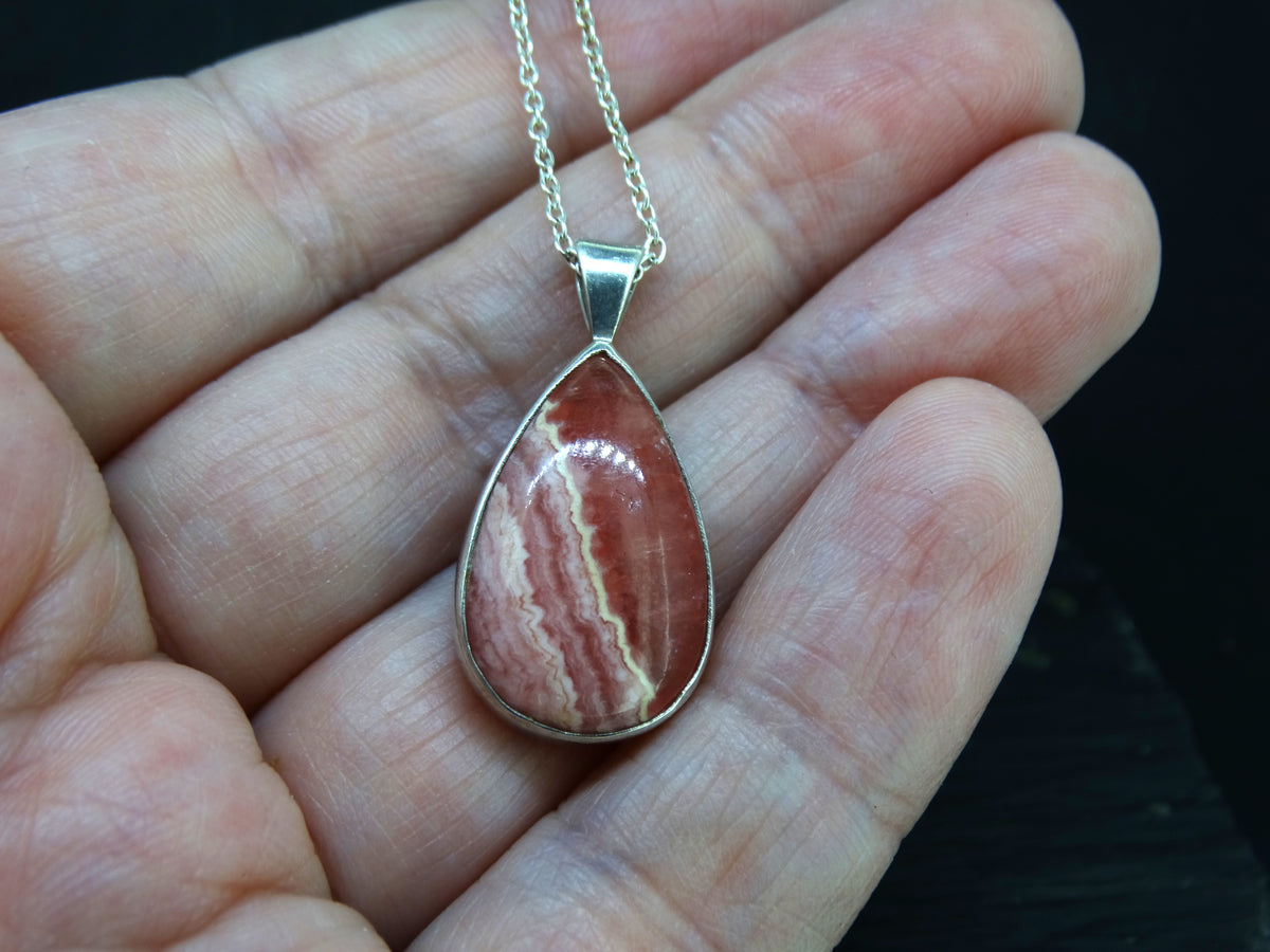 Rhodochrosite Sterling Silver Pendant