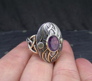 'Ostara' Scottish Amethyst & Diamonds in a Scottish Gold & Sterling Silver Ring