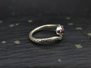 Natural Pink Star Ruby Sterling Silver Serpent Ring