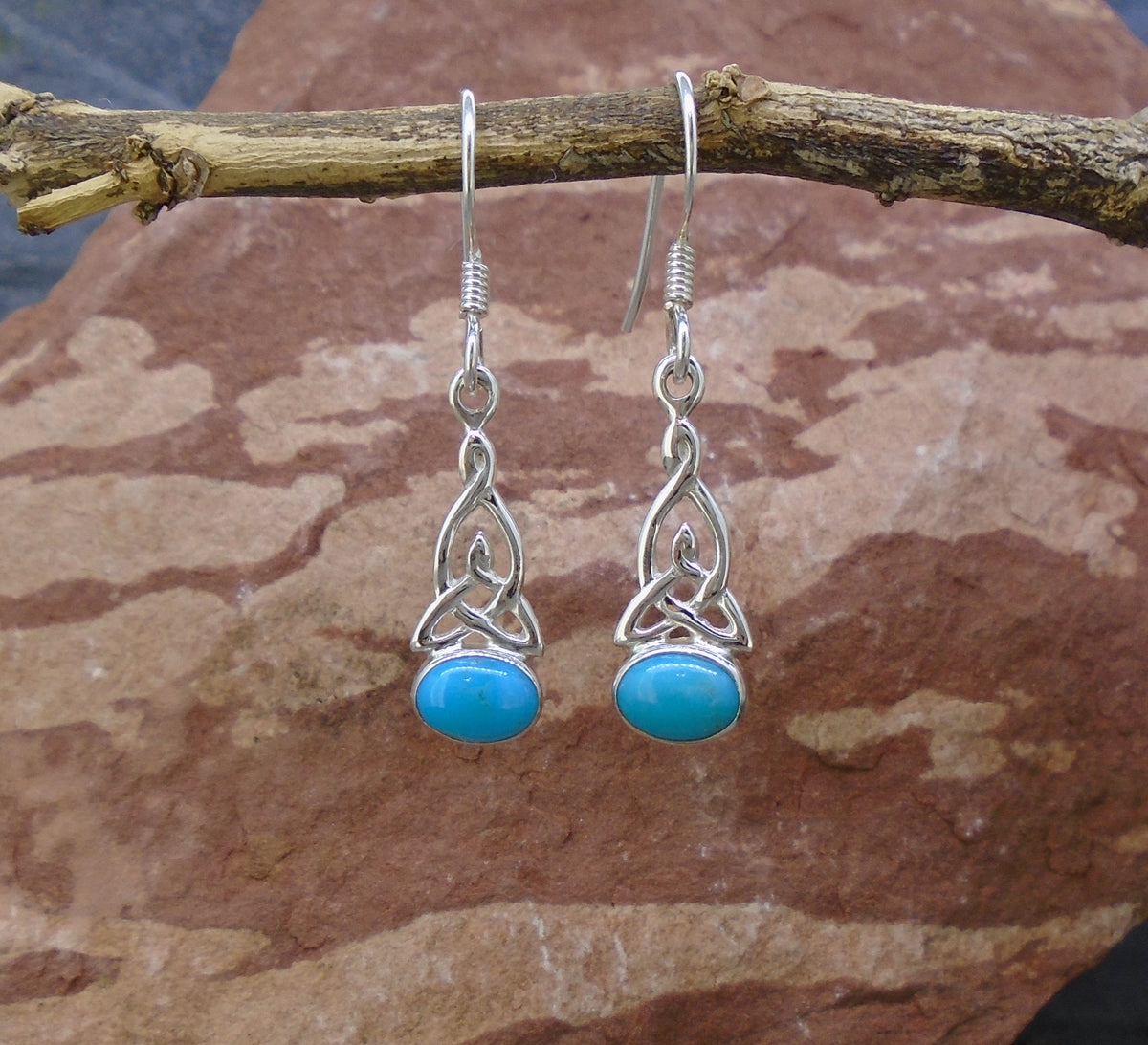 Turquoise Sterling Silver Celtic Earrings