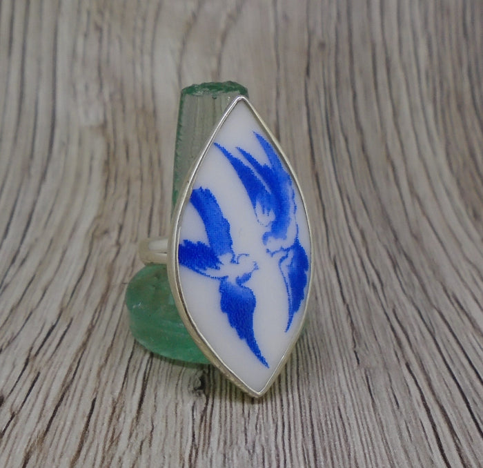 Old Willow Doves Sterling Silver Adjustable Ring