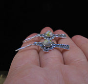 Iona Marble Celtic Cross Sterling Silver Earrings
