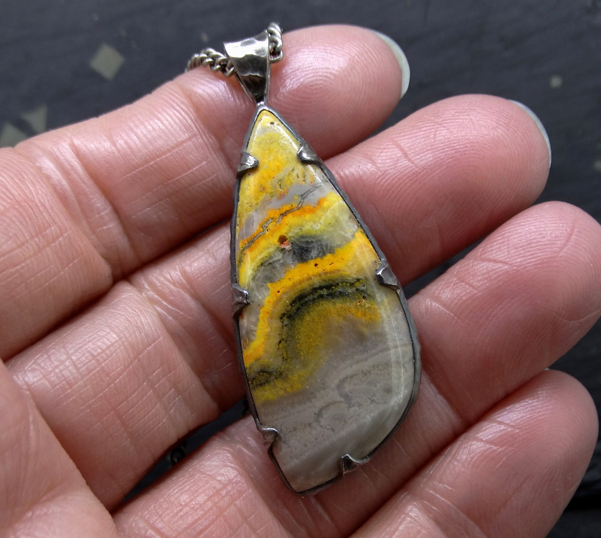 Bumblebee Jasper Sterling Silver Pendant