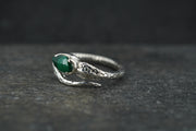 Malachite Sterling Silver Adjustable Serpent Ring