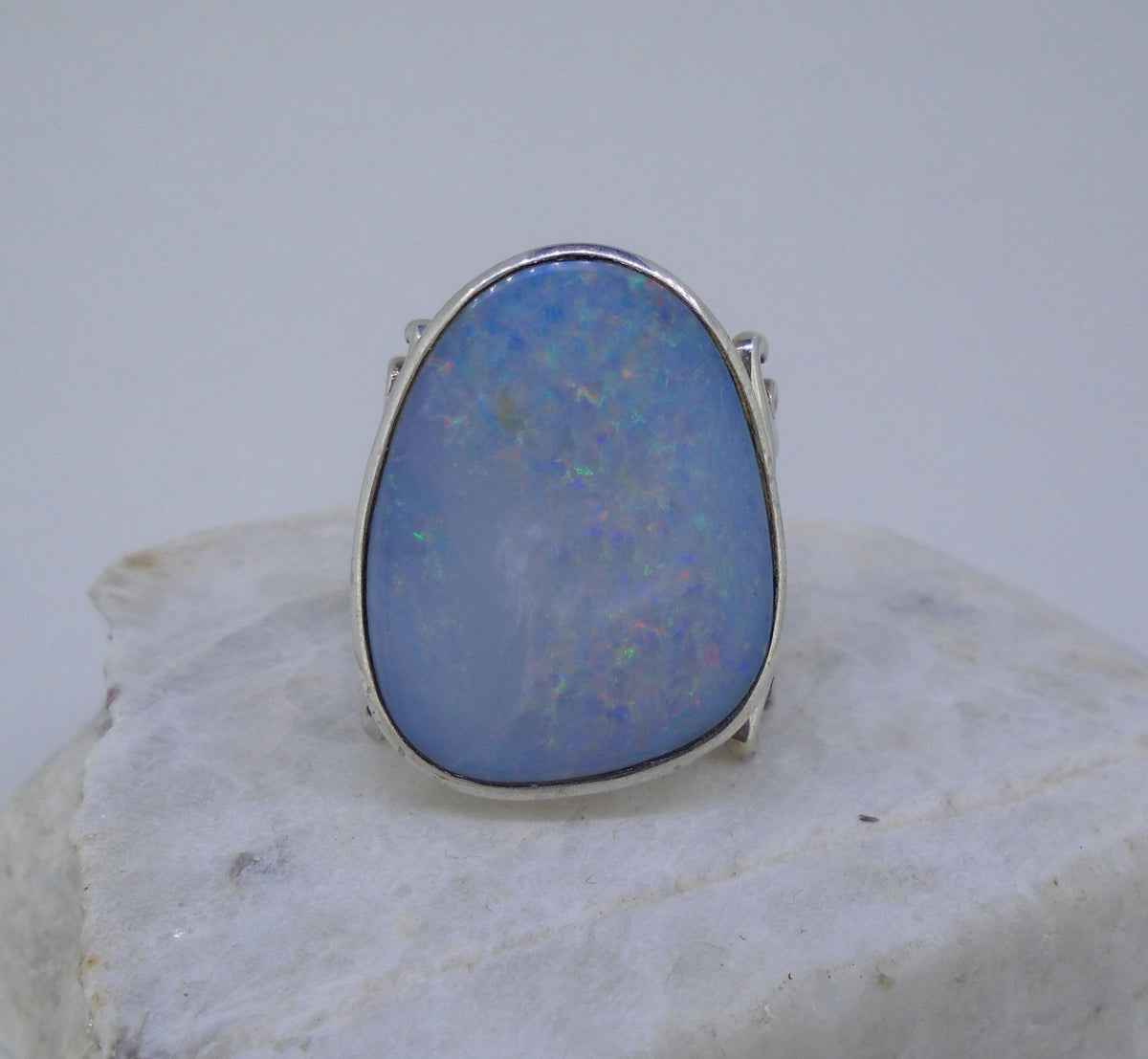 Opal Sterling Silver Filigree Ring