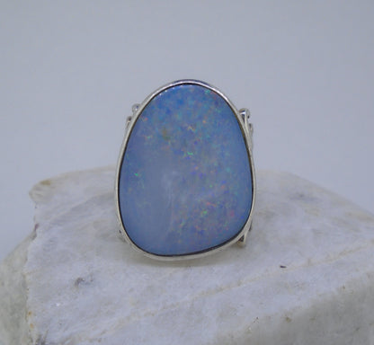 Opal Sterling Silver Filigree Ring