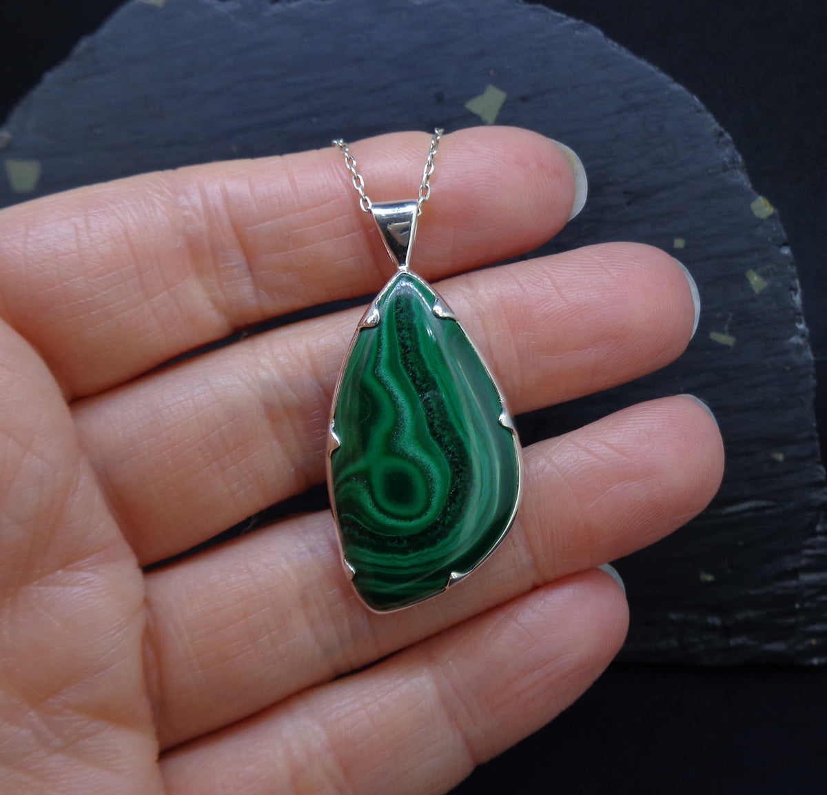 Malachite Sterling Silver Pendant
