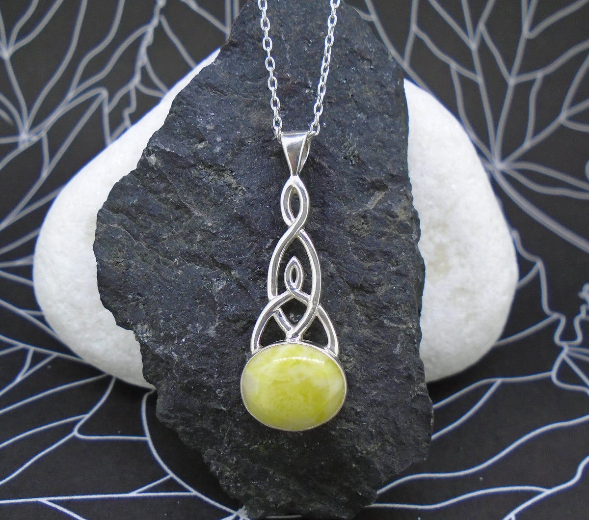 Large Highland Marble Celtic Sterling Silver Pendant