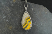 Bumblebee Jasper Hammered Sterling Silver Pendant