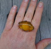 Baltic Amber Sterling Silver Statement Ring