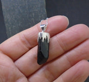 Black Tourmaline Shard Sterling Silver Pendant