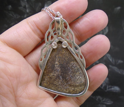 Boulder Opal  & Rose Sapphire Sterling Silver Celtic Pendant