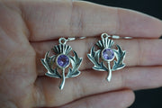 Amethyst Thistle Sterling Silver Pendant & Earrings Set