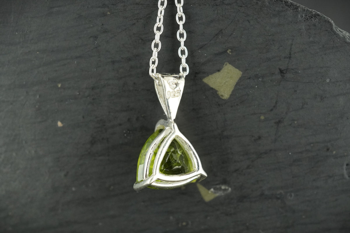 Peridot Trillion Sterling Silver Pendant