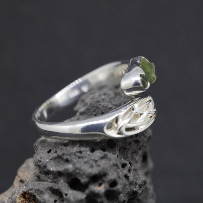 Moldavite Sterling Silver Celtic  Ring