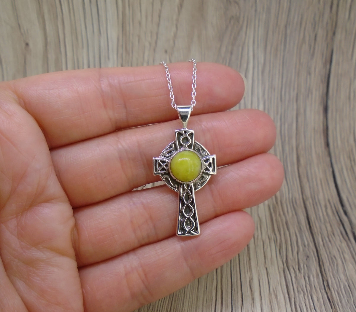 Highland Marble Celtic Cross Sterling Silver Pendant