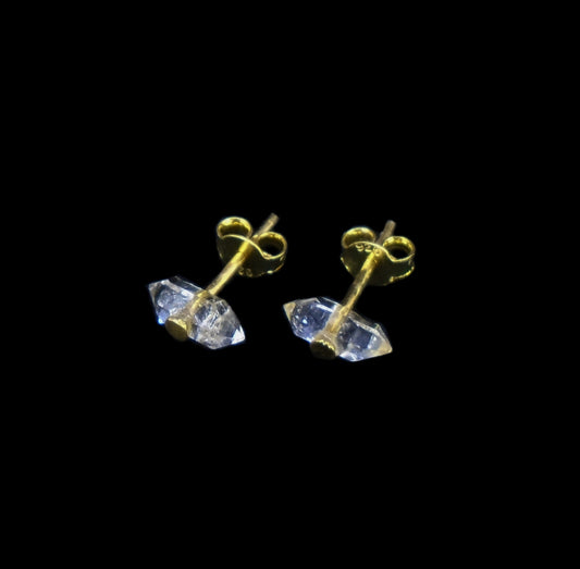 Herkimer Diamond Gold Plated Sterling Silver Studs