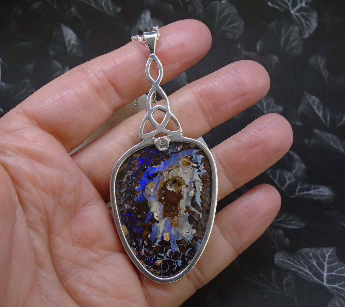 Australian Koroit Opal Sterling Silver Celtic Pendant