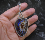 Australian Koroit Opal Sterling Silver Celtic Pendant