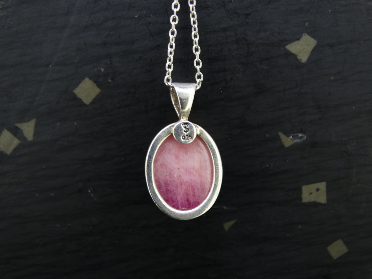 Natural Pink Ruby Sterling Silver Round Pendant