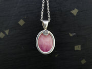 Natural Pink Ruby Sterling Silver Round Pendant