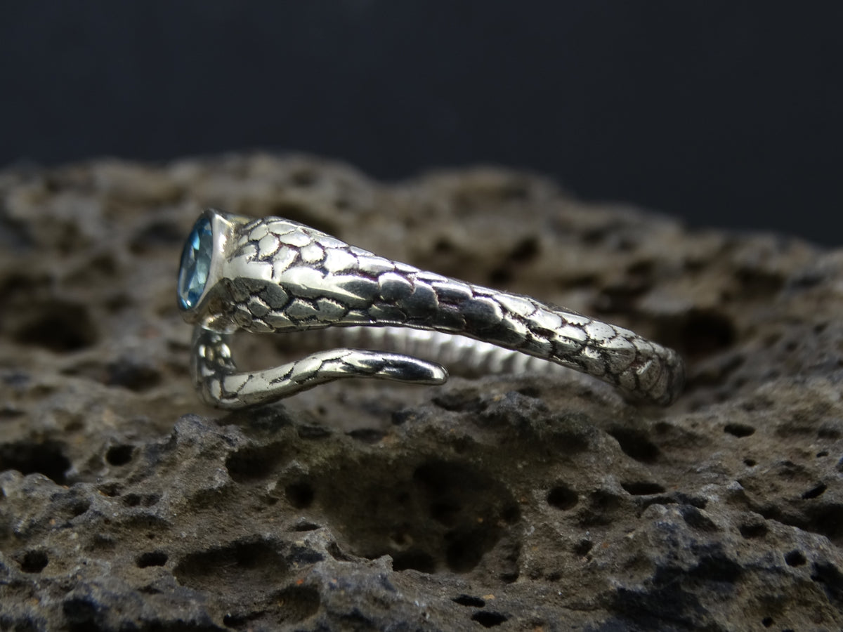 Blue Topaz Sterling Silver Serpent Ring