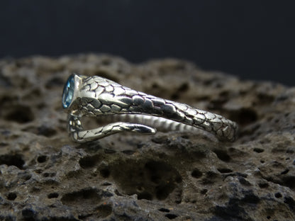 Blue Topaz Sterling Silver Serpent Ring