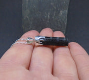 Black Tourmaline Shard Sterling Silver Pendant