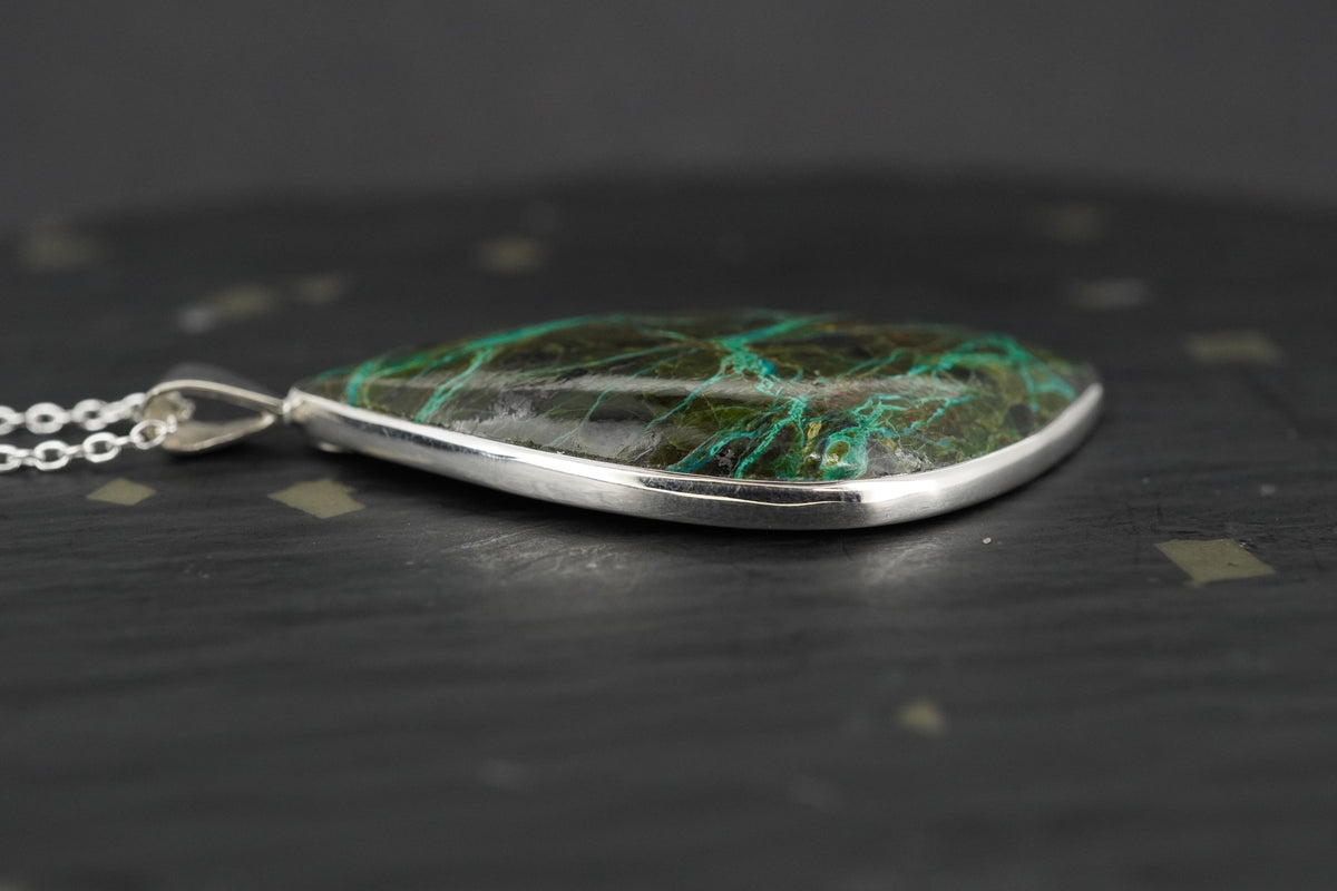 Cornwall Chrysocolla & Cuprite Sterling Silver Pendant