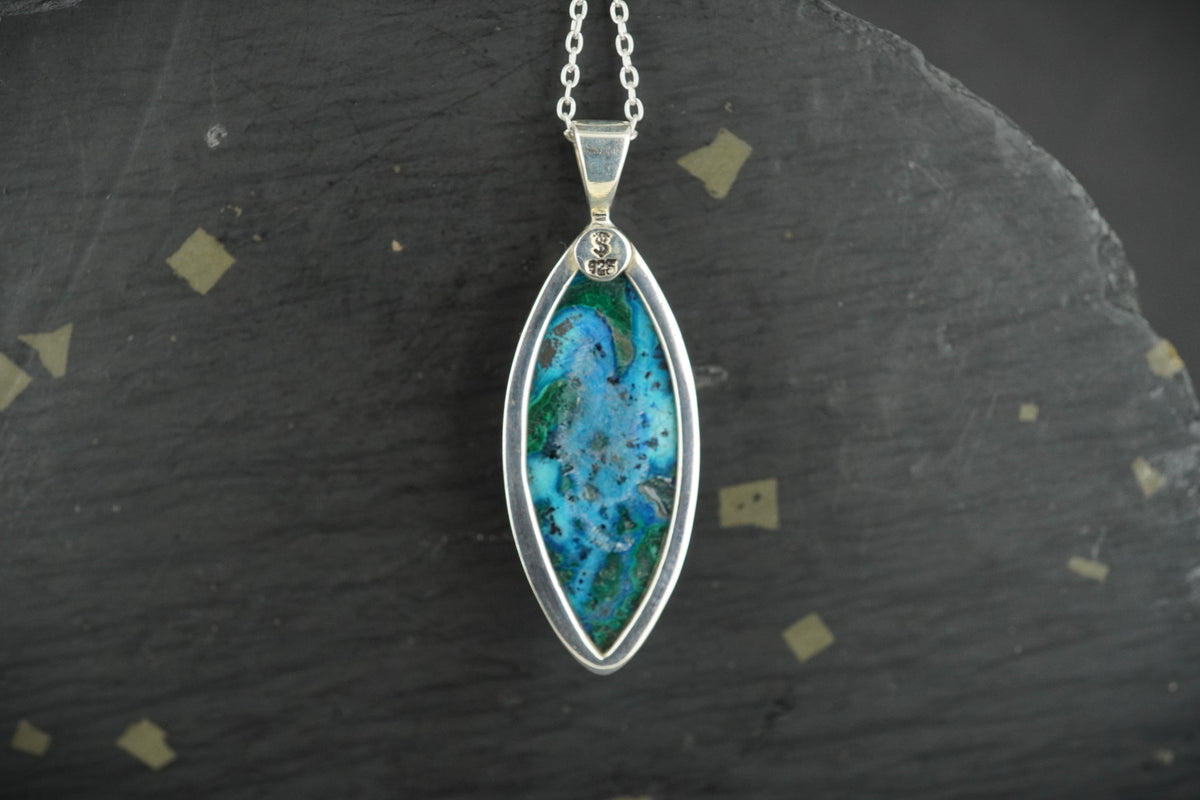 Chrysocolla & Malachite Sterling Silver Pendant