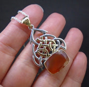 'Teine Ceilteach' Scottish Carnelian Scottish Gold & Silver Celtic Pendant