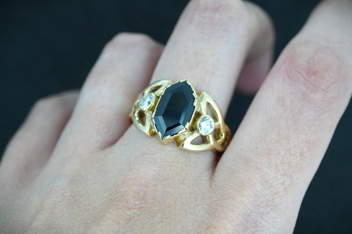 Scottish Sapphire 'Trinity Ring' with Diamonds & Scottish Gold