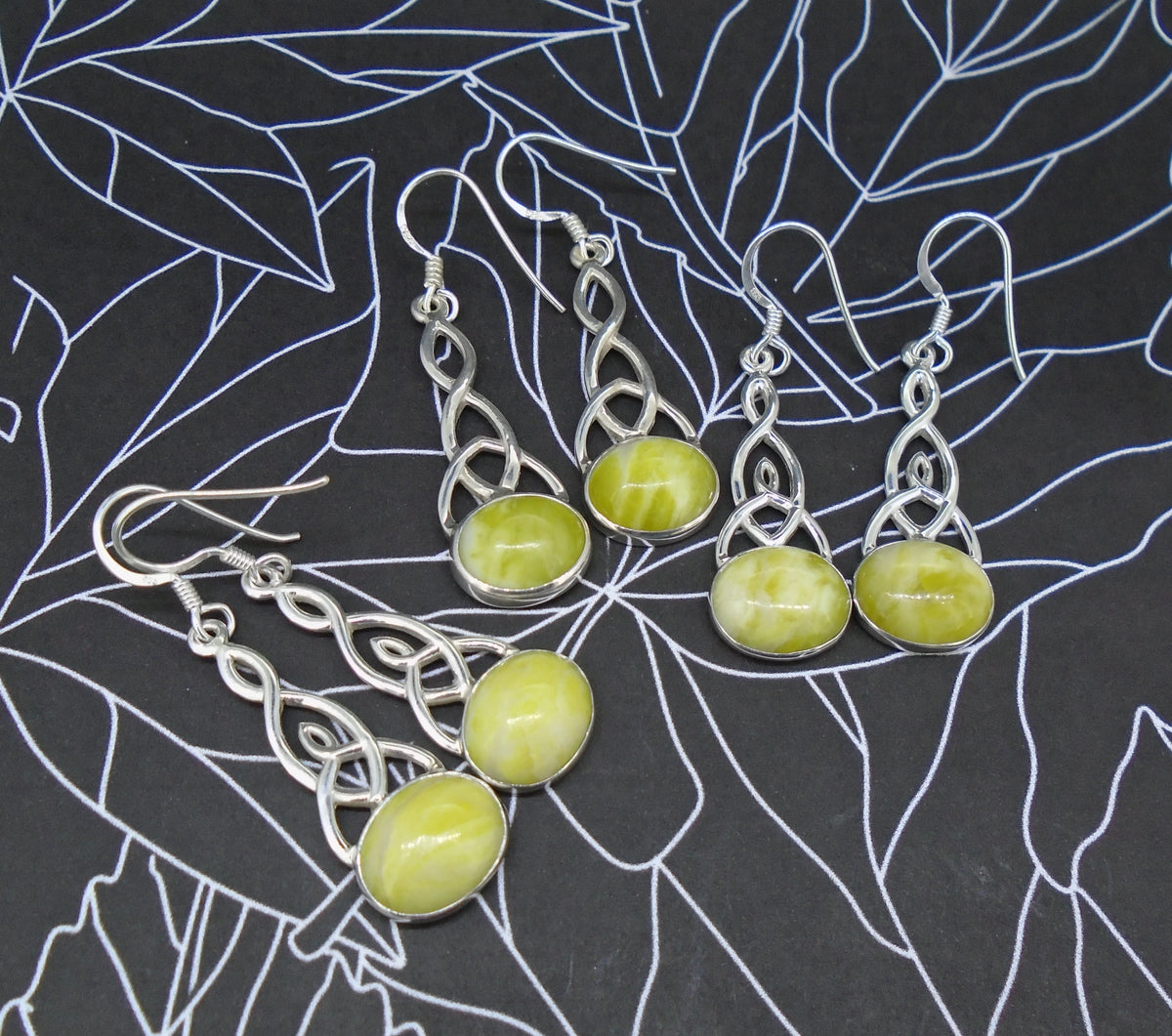 Highland Marble  Sterling Silver Celtic Earrings