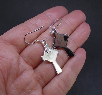 Scottish Lewisian Celtic Cross Sterling Silver Earrings