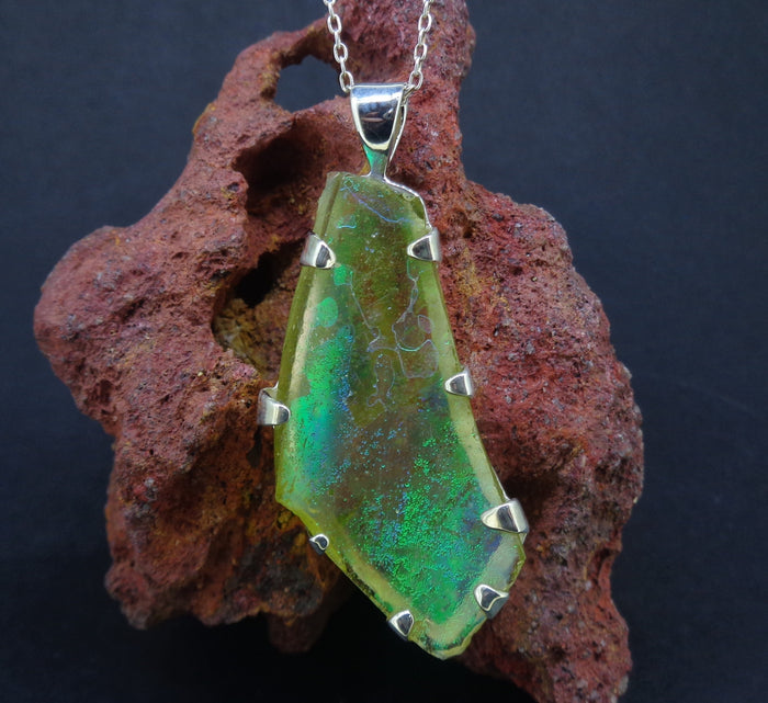 Ancient Roman Glass Sterling Silver Pendant