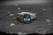 2ct Blue Topaz Celtic Ring with 18ct Gold & Sterling Silver