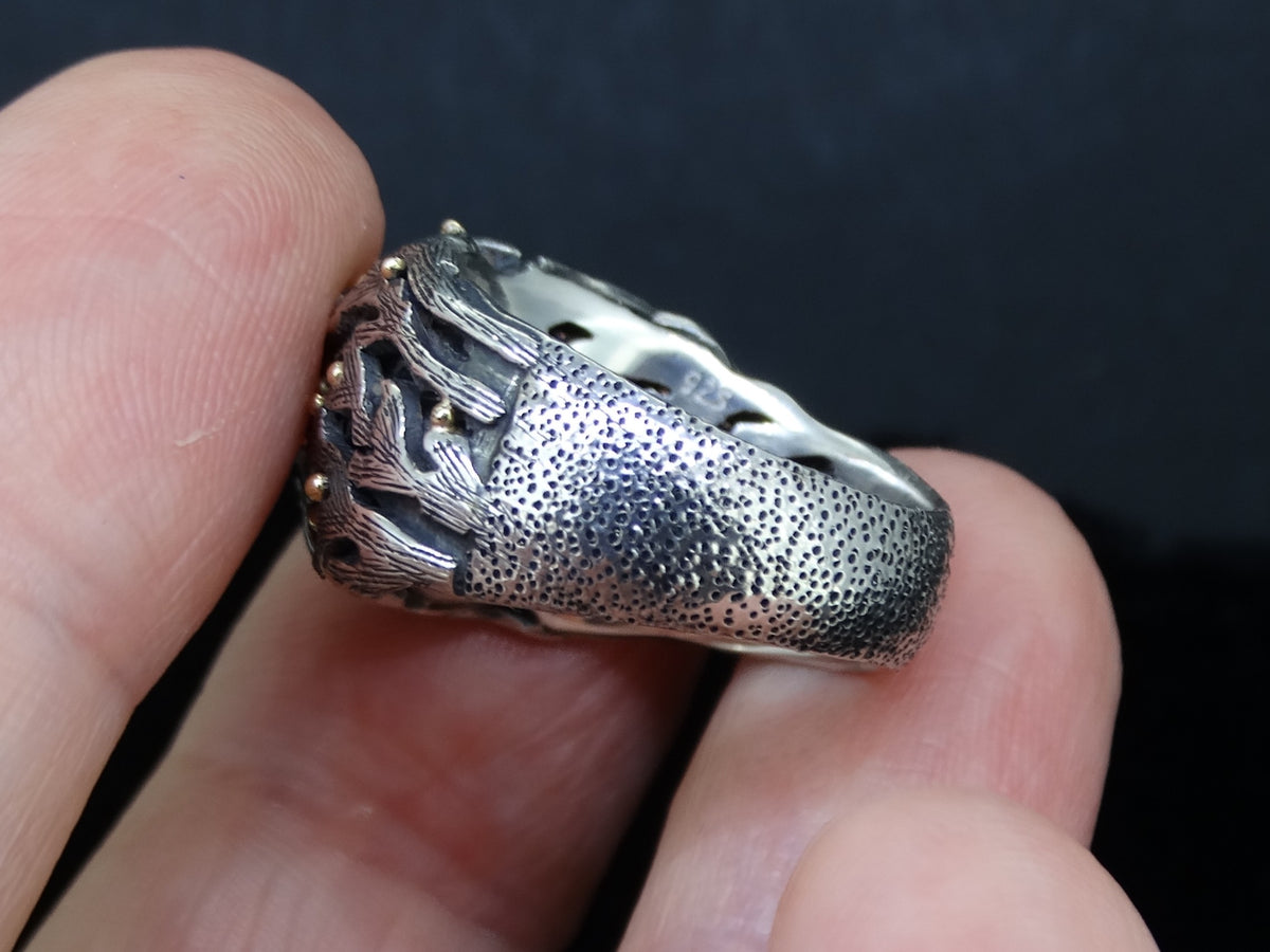 Ornate Orrock 'Diamond' Scottish Gold and Sterling Silver Ring