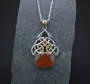 'Teine Ceilteach' Scottish Carnelian Scottish Gold & Silver Celtic Pendant