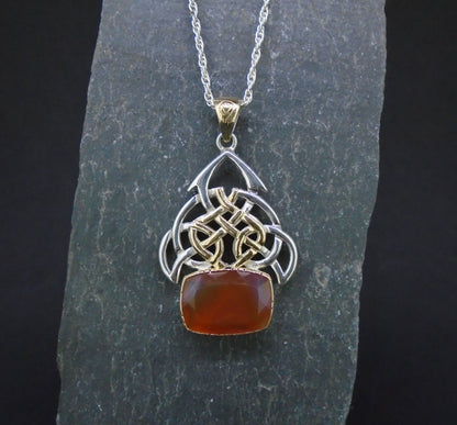 'Teine Ceilteach' Scottish Carnelian Scottish Gold & Silver Celtic Pendant