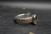 2ct Blue Topaz Celtic Ring with 18ct Gold & Sterling Silver