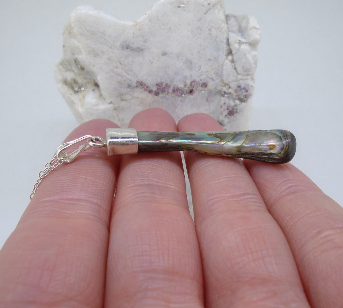 Paua Shell 'Rib' Sterling Silver Pendant