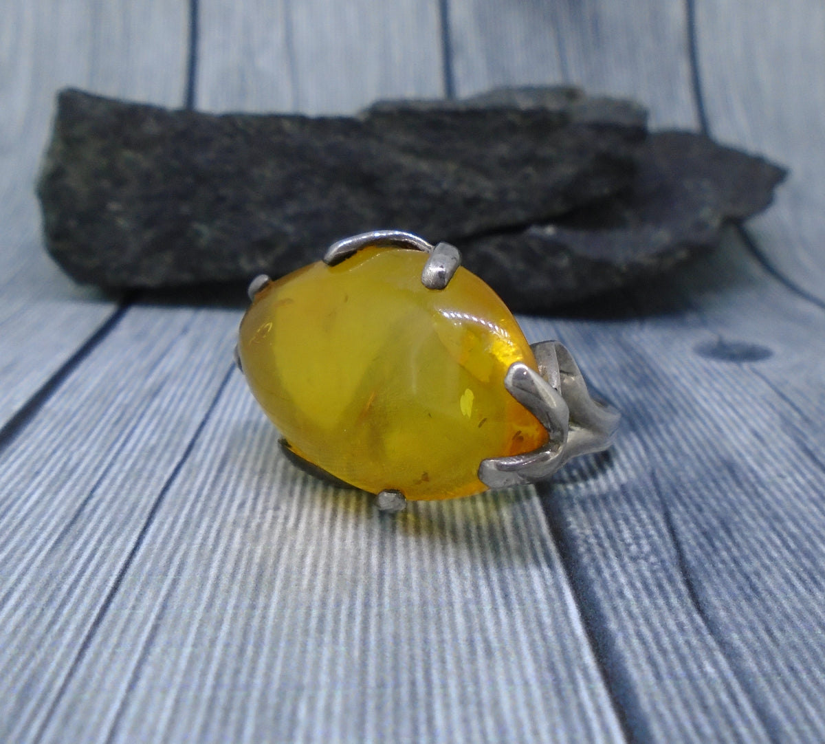 Baltic Amber Sterling Silver Statement Ring