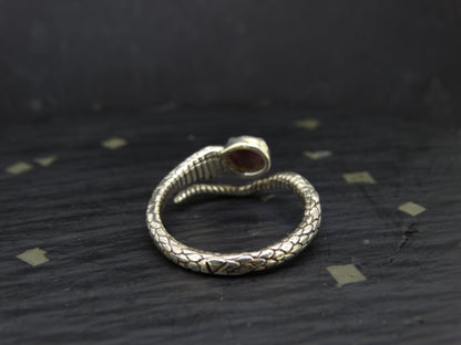 Natural Pink Star Ruby Sterling Silver Serpent Ring